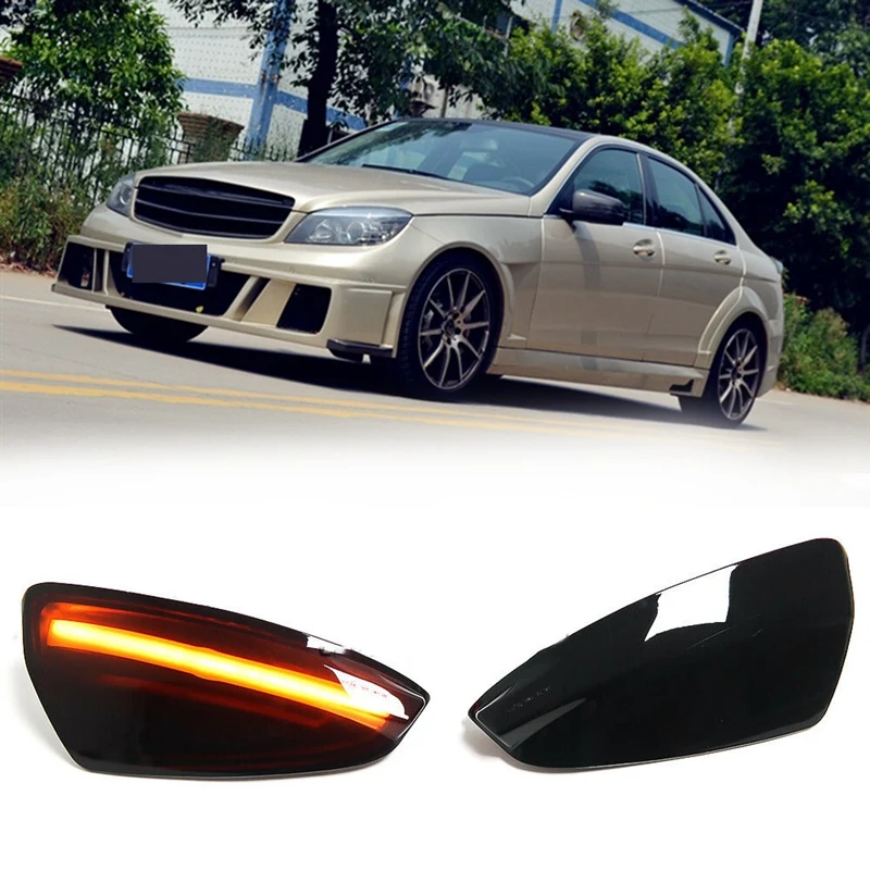 

Автомобильный светодиодный динамический боковой зеркальный световой индикатор светильник Тель поворота s-лампа для Mercedes Benz W204 W164 ML300 ML500