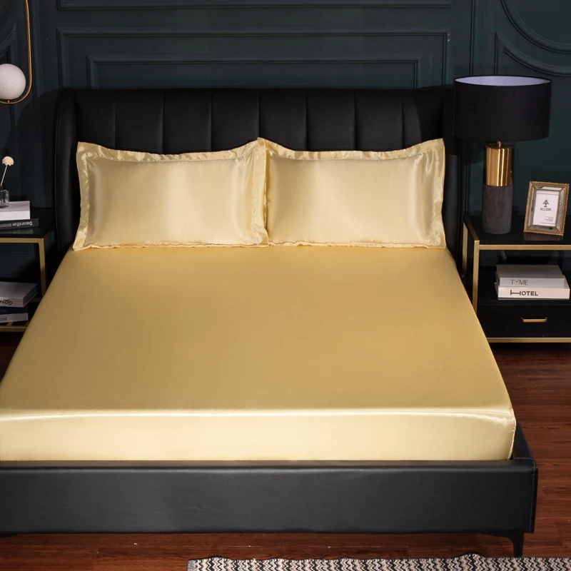 

Simple solid color Bed linens heightened non-slip 360° wrap Bedspreads for bed comfortable cotton dust cover