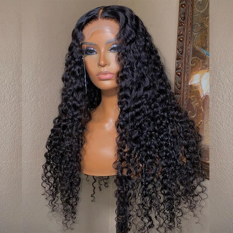 

Парик со шнуровкой спереди с детскими волосами для женщин Длинный мягкий кудрявый бесклеевой синтетический парик предварительно выщипанн...