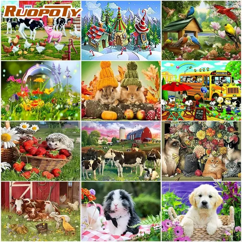 

RUOPOTY 5D Diamond Art Painting Kits Colorful Animal World Picture Diamond Embroidery DIY Personalized Gift Decoration