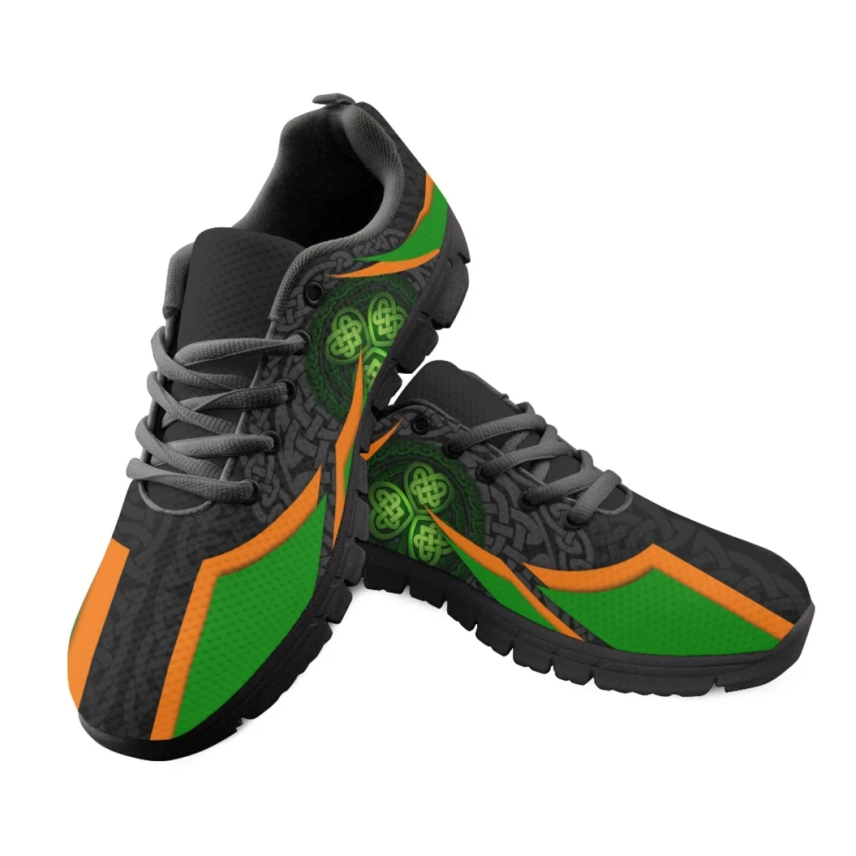 Saint St Patricks Day Shamrock Print Lace-up Sneakers Casual Mesh Soft-Soled Shoes For Teenagers Running Breathable Flats Shoes