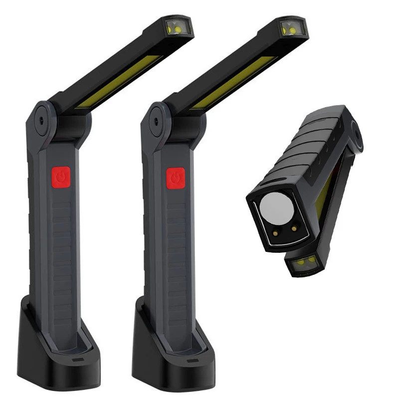 

2x 1x Foldable COB XPE LED Work Light 1500mA Magnetic Rechargeable Inspection Lamp Handheld Cordless Garage Emergency Flashlight