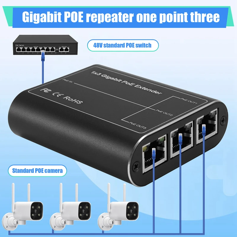 IEEE802.3Af/At 30 Вт сетевой Poe-сигнал Gigabit Poe Extender Ethernet-повторитель для систем