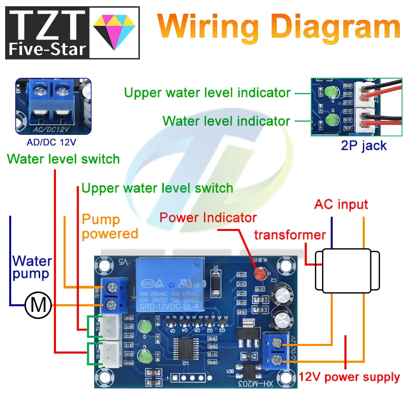 TZT XH-M203 полностью автоматический контроллер уровня воды модуль переключения