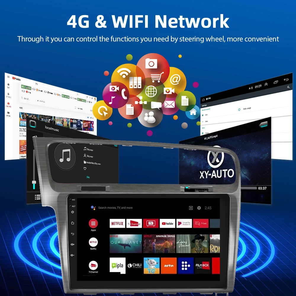 Автомагнитола AMPrime 4G Android для VW Volkswagen Golf 7 2013-2018 мультимедийный видеоплеер Carplay