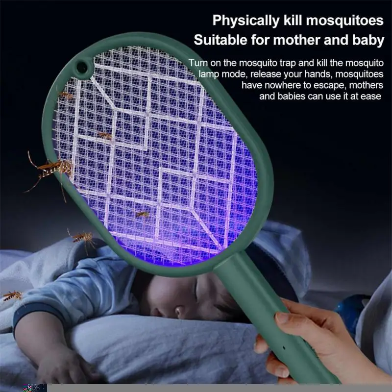 

2 In 1 Mosquito Swatter Racket USB Rechargeable Mosquito Killer Lamp Fly Zapper Swatter Lamp Seduction Trap Summer Fly Swatter