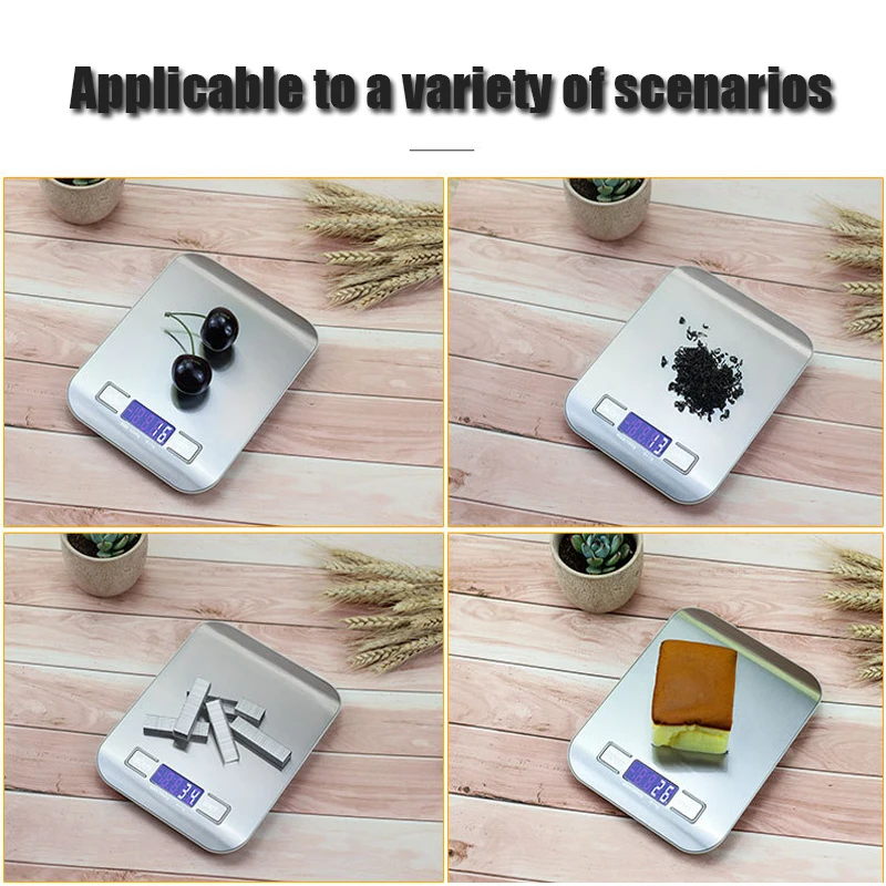 Pаспродажа Электронные кухонные весы, Точный Цифровой безмен из нержавеющей стали, максимальный вес 5/10 кг, ЖК-дисплей, отображение в граммах