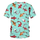 Футболка мужская классическая с объемным рисунком, Повседневная рубашка с коротким рукавом, с абстрактным принтом, с рисунком карпа, пейзаж