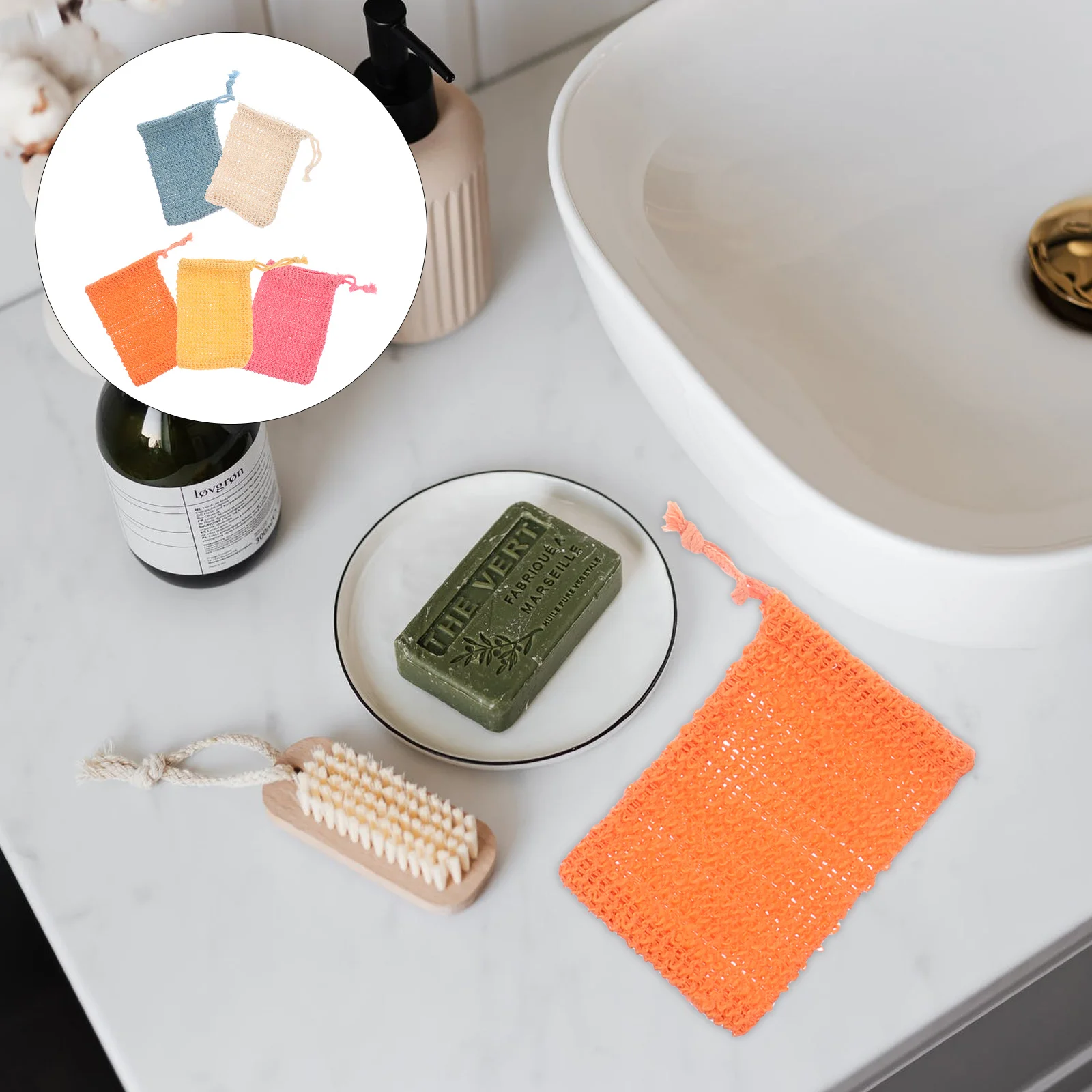 

5pcs Mesh Holder Foaming Pouches Saver Drawstring Bag Bubble Making Pouches Mesh Bag