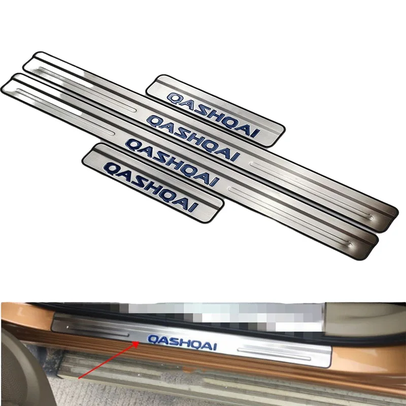 

Хорошее качество, применяется 08-15 Nissan Qashqai, приветственная Накладка на порог педали, декоративная Модифицированная защитная накладка проти...