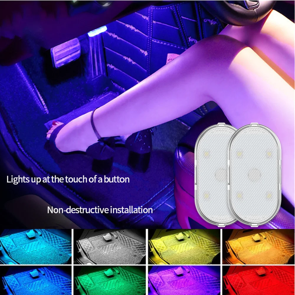 

Car LED Touch Lights Auto Roof Ceiling Reading Lamp LED Car Styling Night Light Mini USB Charging Car Light for Door Foot Trunk