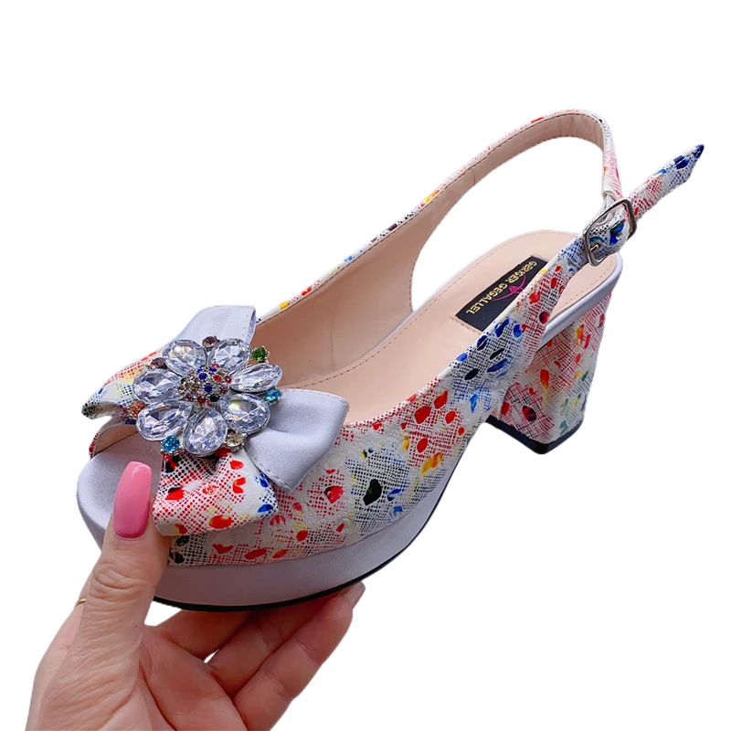 2023 Italian Design Summer Nigerian Women Rhinestone Party High Heel Sandals Fashion High Quality Wedding Shoes