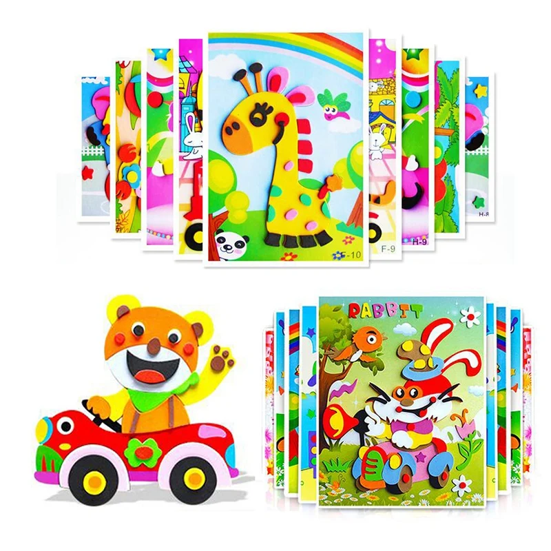 

3D EVA Foam Sticker Puzzle Game DIY Cartoon Animal Learning Education Toys For Children Kids Multi-Patterns Styles