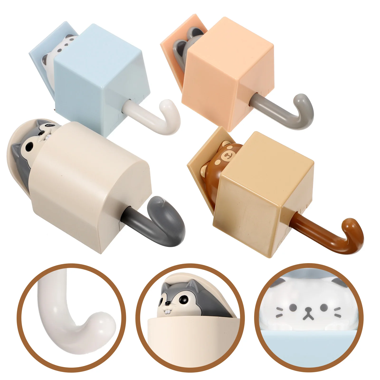

4Pcs Cute Animal Wall Hooks Cartoon Wall Hooks Bathroom Hook for Kitchen Office