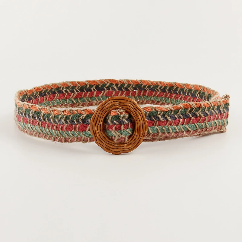 Ремень женский плетеный из шерсти яркий аксессуар в гонконгском ретро-стиле для