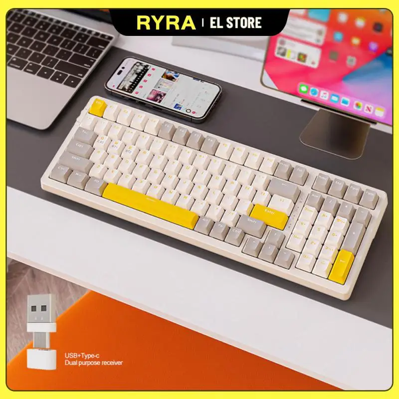 

RYRA Dual-mode Bluetooth Wireless Mechanical Keyboard 100-Key Computer PC Gamer Hotswap E-Sports Gaming Mechanical Keyboard