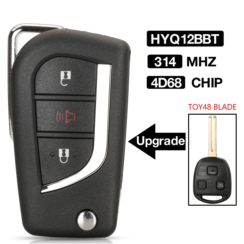 

Jingyuqin 3 btn HYQ12BBT 314 МГц 4D68 чип обновления откидной дистанционный Автомобильный ключ для Toyota FJ Cruiser для lexus LX470 RX35 GX330 ES330