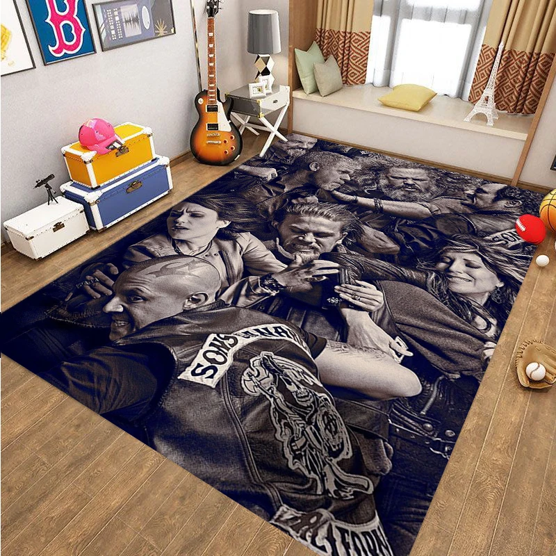 

Sons of Anarchy Retro Print Carpet Rug Living Room and Bedroom Decoration Floor Mat Non Slip Door Mats for Adult Kid Bedrooms