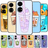 hot kawaii cup phone case for huawei p50 p40 p30 p20 10 9 8 lite e pro plus black etui coque painting hoesjes comic fas