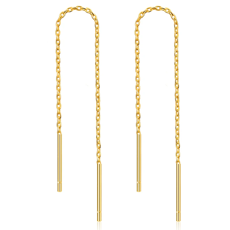 

Stylever 18K Gold Plating 925 Sterling Silver Minimalism Dangle Chain Earrings Hypoallergenic Drop Earrings for Women and Girls