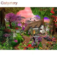 gatyztory painting by numbers on canvas with frame diy kit for adults house scenery drawing acrylic paint coloring by numbers ar