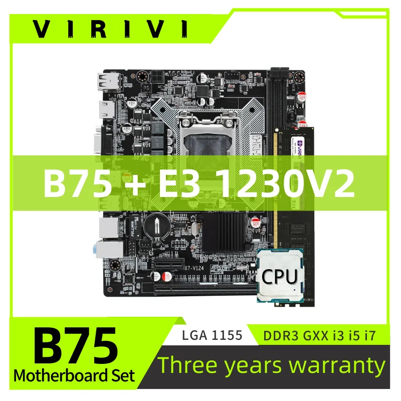 

Комплект материнской платы VIRIVI B75 DDR3 с процессором E3 1230V2 LGA1155 * 1 совместимая память DDR3 для настольного компьютера