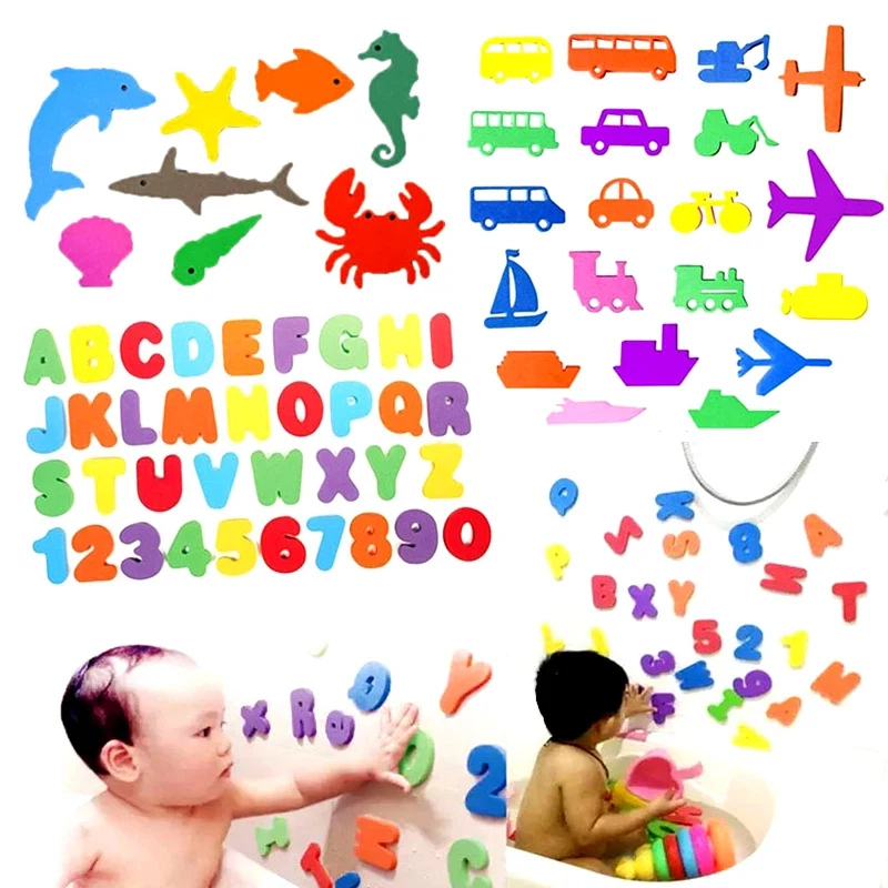 

Baby Puzzle Bath Toys EVA Letter Transportation Paste Kindergarten Cognitive Words Jigsaw Bathroom Game Kids Educational Toy