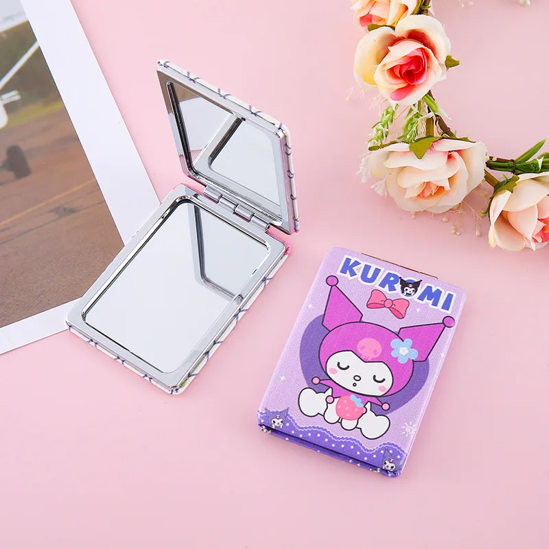 Портативное прямоугольное мини-зеркало для макияжа Sanrio Kuromi симпатичное Складное