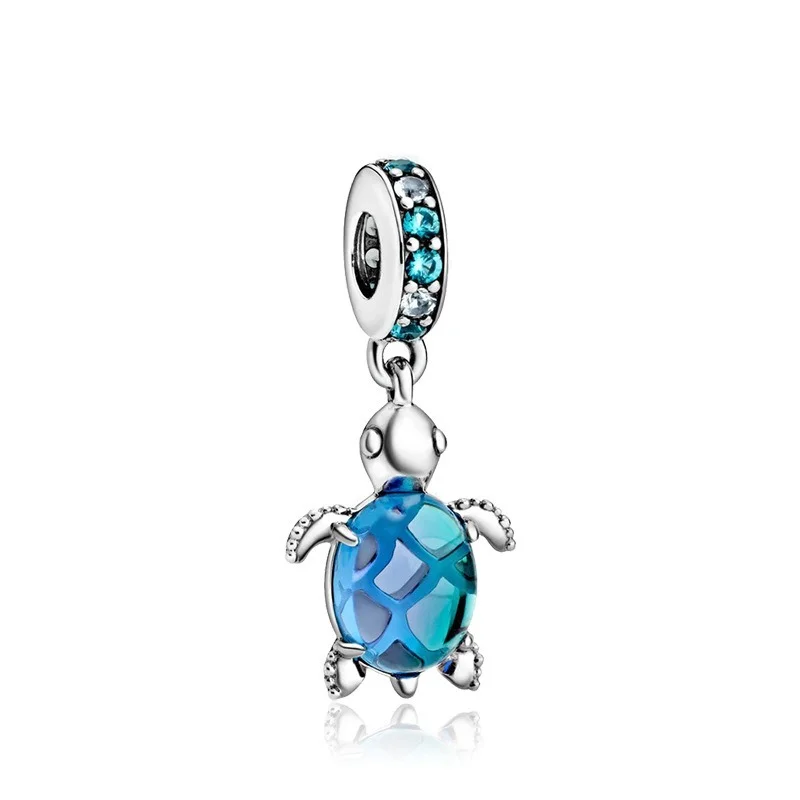 

New Original Pandora Charms Bracelet 925 Sterling Silver Murano Glass Sea Turtle Dangle Charm Women Fashion Jewelry DIY Berloque