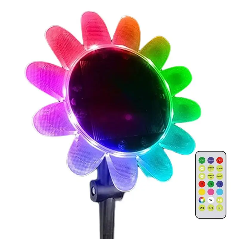 

Водонепроницаемый цветной Подсолнух на солнечной батарее, декоративное освещение для бассейна, пруда, с дистанционным управлением