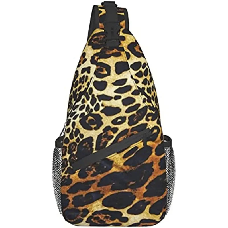 

Leopard Print Large Capacity Sling Bag, Adjustable and Reversible Shoulder Strap Backpack Travel Crossbody Daypack