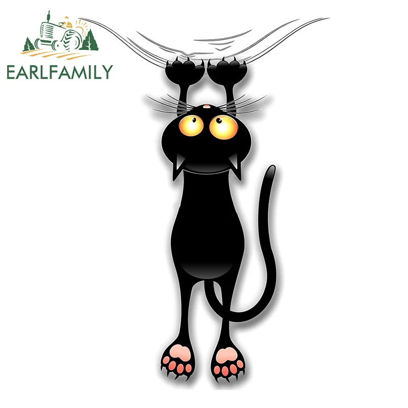 

EARLFAMILY 13 см кошка поднимается на стену забавная наклейка на автомобиль крышка топливного бака бампер наклейка с животными мультяшный устойчивый к царапинам Декор