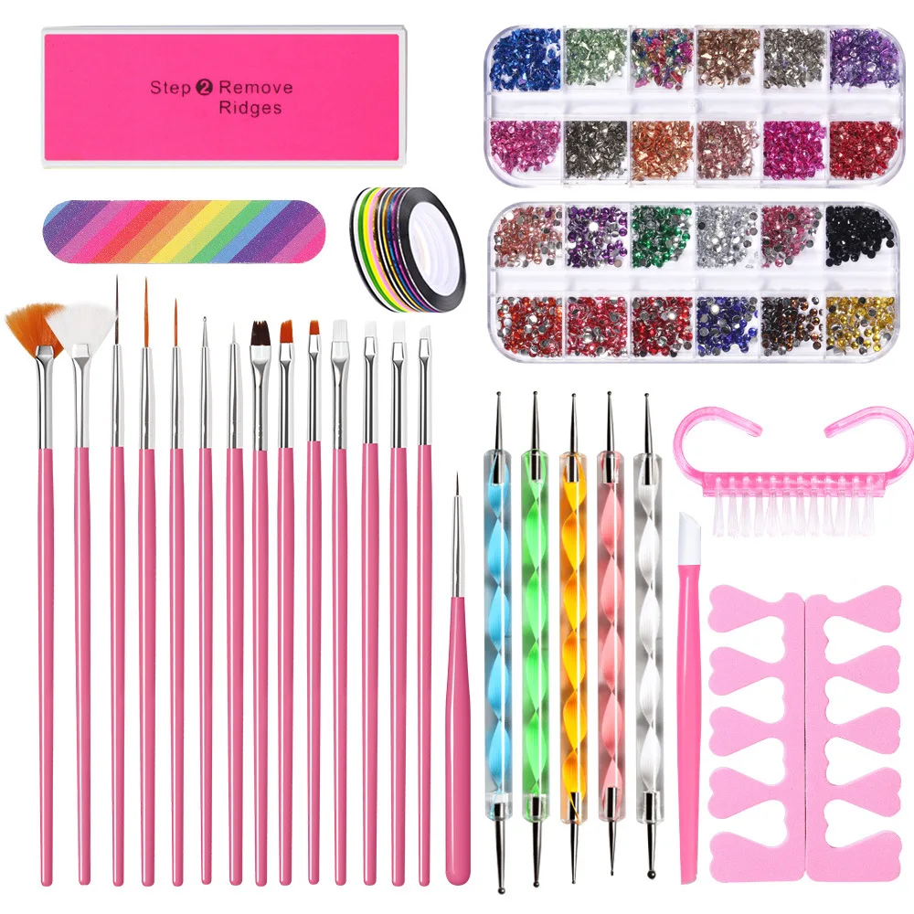 

Nail Art Tool Set Painted Pull Line Pen Set Nail Polishing Tool Drawing Brush for Nails DIY Nail Art Diamond Manicure Set
