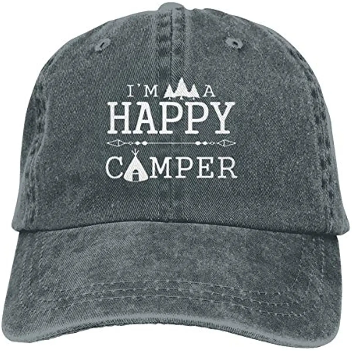 

I'm A Happy Camper Denim Cap Baseball Dad Caps Classic Adjustable Casual Sports for Men Women Hat Unisex Adult