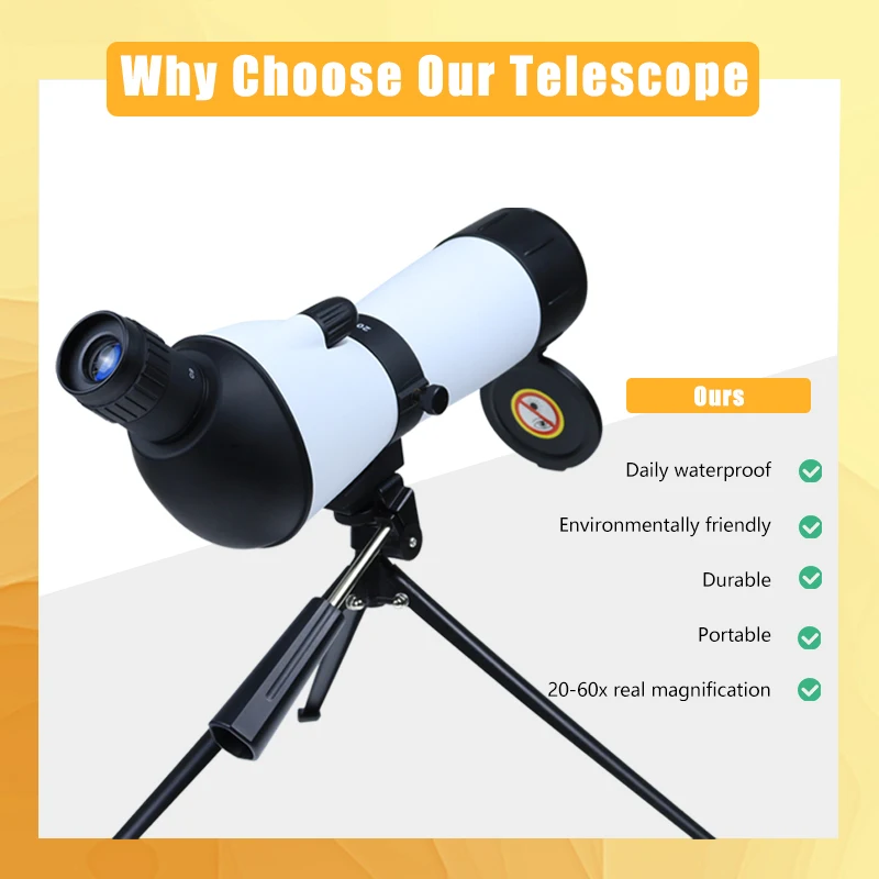 

TOPOPTICAL Professional 20-60x60 Spotting Scope High Definition Telescope with FMC Coating and Tripod for Bird Watching Camping