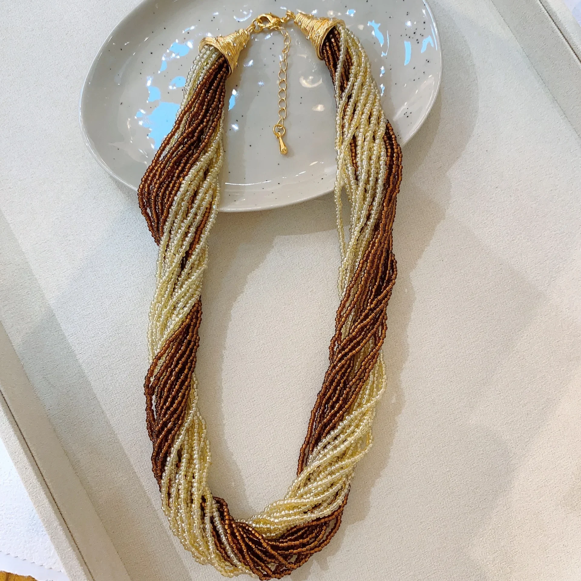 INS допаминовые рисовые бусины многослойное женское колье для девушек