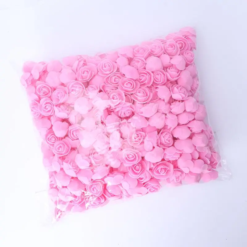 

500pcs Mini PE Foam Artificial Rose Flowers Heads Wreath DIY Candy Box Material Bear Handmade Wedding Home Decoration