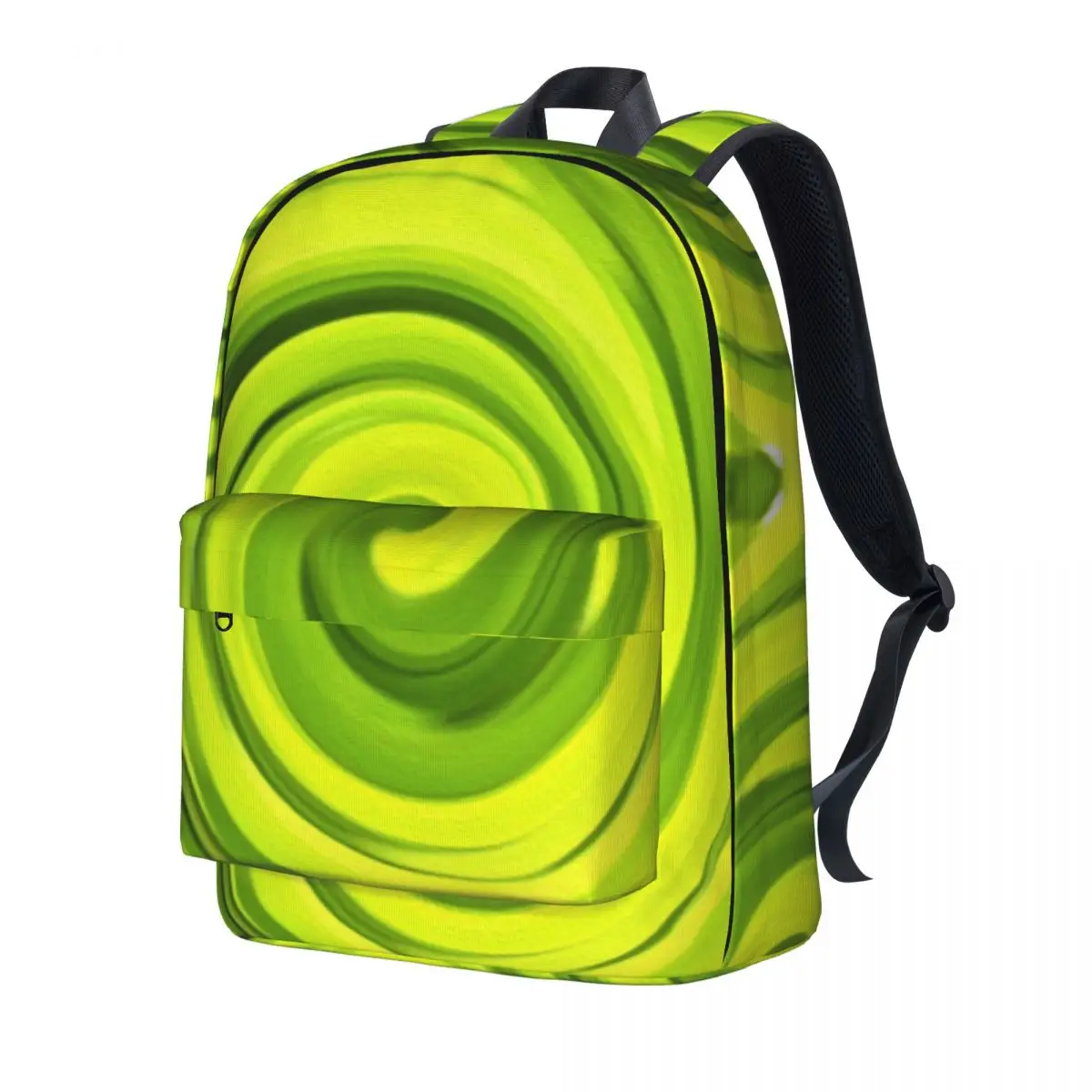 

Зеленый жидкий художественный рюкзак Groovy, абстрактный вихревой ежедневный рюкзак, студенческие модные ранцы для старшей школы, дизайнерск...