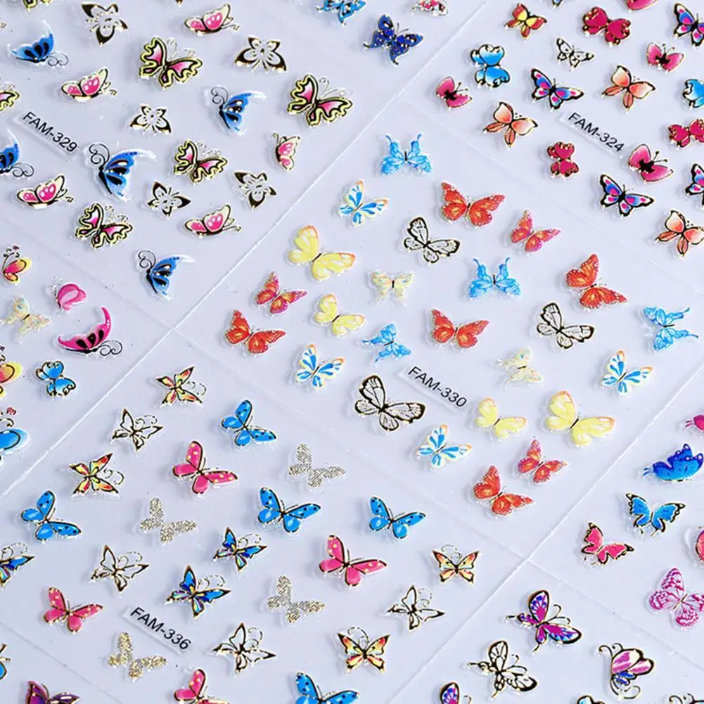 

24Pcs Beautiful Mini Easy to Apply Three-dimensional Butterfly Nail Transfer Sticker for Girls Nail Sticker Nail Decal