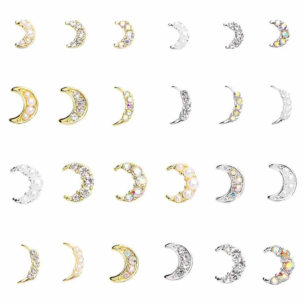 

10 шт., детали для ногтей в виде полумесяца с японскими бриллиантами