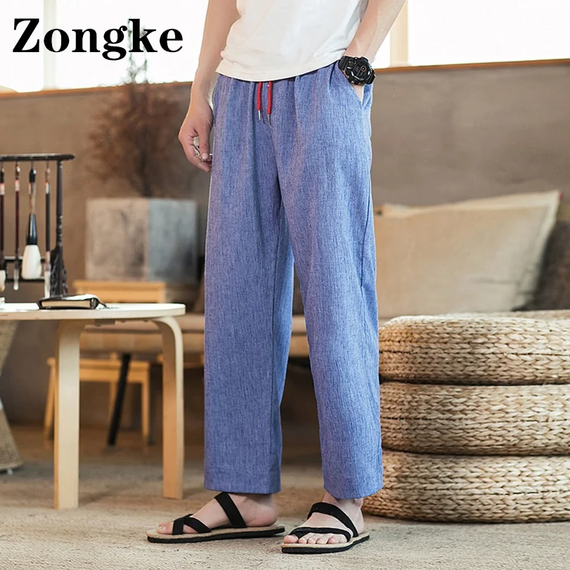 

Zongke Work Pants Men Fashion Chinese Size 5XL Japanese Streetwear Men Pants Black Baggy Clothes 2022 Spring New Arrivals