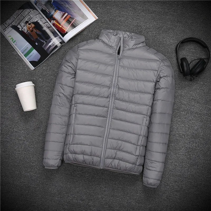 Men Autumn Winter Lightweight Down Jacket Men Casual Slim Hooded Ultra-thin Warm Coat White Duck Down Jackets Windproof Parkas
