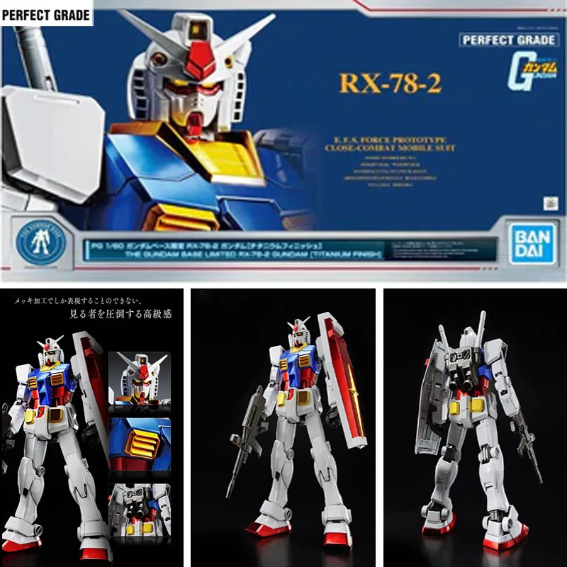 

Bandai Original Model Kit Gundam PG RX-78-2 (Titanium Plated Version) 1/60 Anime Action Figure Assembly Model Toy Gift for Boys