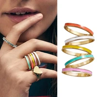 fashion jewelry women gift ring 5pcsset multicolor enamel stacking midi party gift