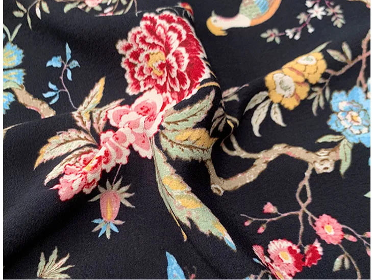 Матовое шелковое платье из крепдешина с принтом хлопковое платье-Ципао