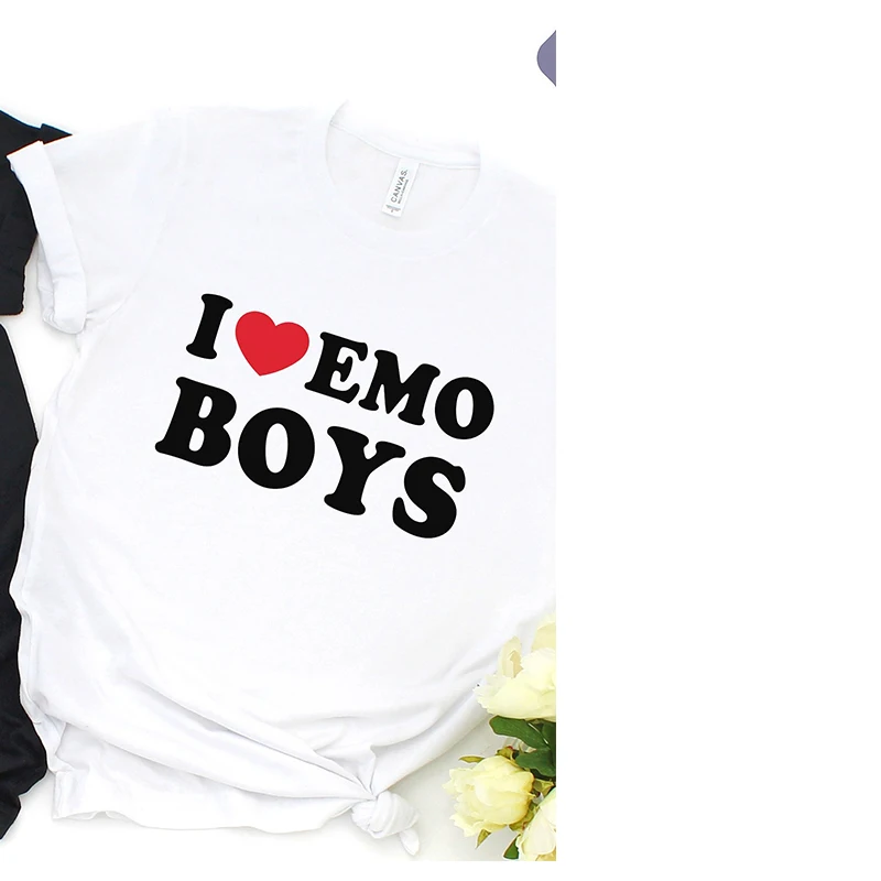 Футболка с принтом I Love Emo для мальчиков и женщин топ графическим любителей музыки