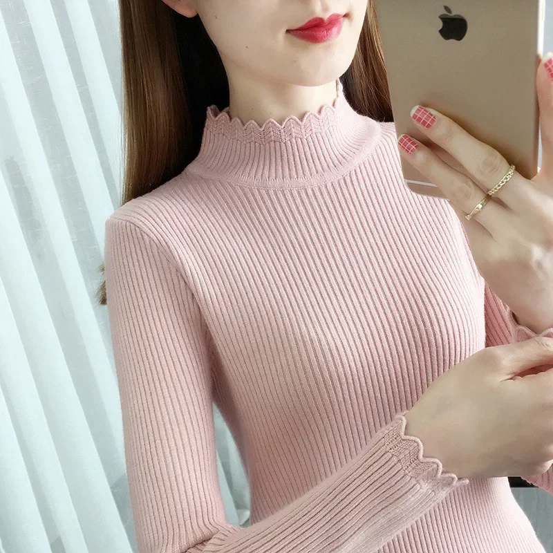 Женский свитер с высоким воротником до половины поло осень/зима 2023 новый топ