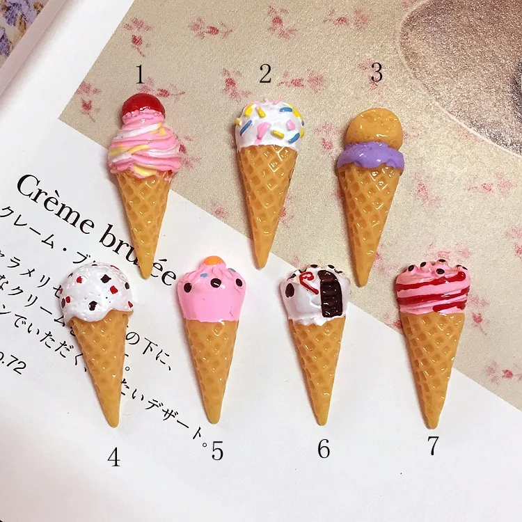 

10pcs Resin Diy Ice Cream Cabochon Flatback Mini Figurine Miniatures Accessories Scrapbooking Embellishment Decoration Phone