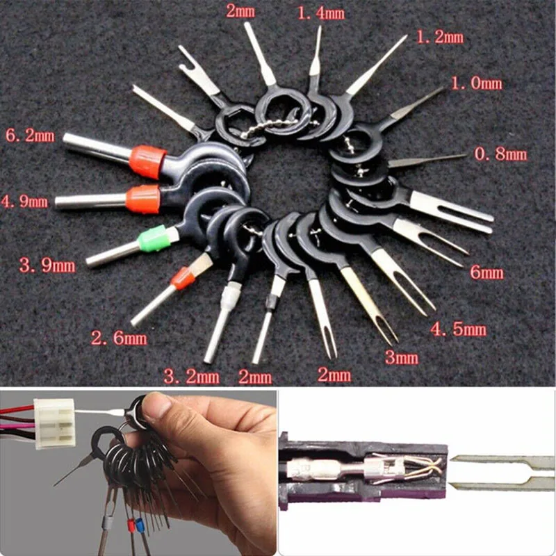 

21Pcs Car Terminal Removal Tool Wire Plug Connector Extractor Puller Release Pin Auto Wiring Harness Terminal Needle Retractor