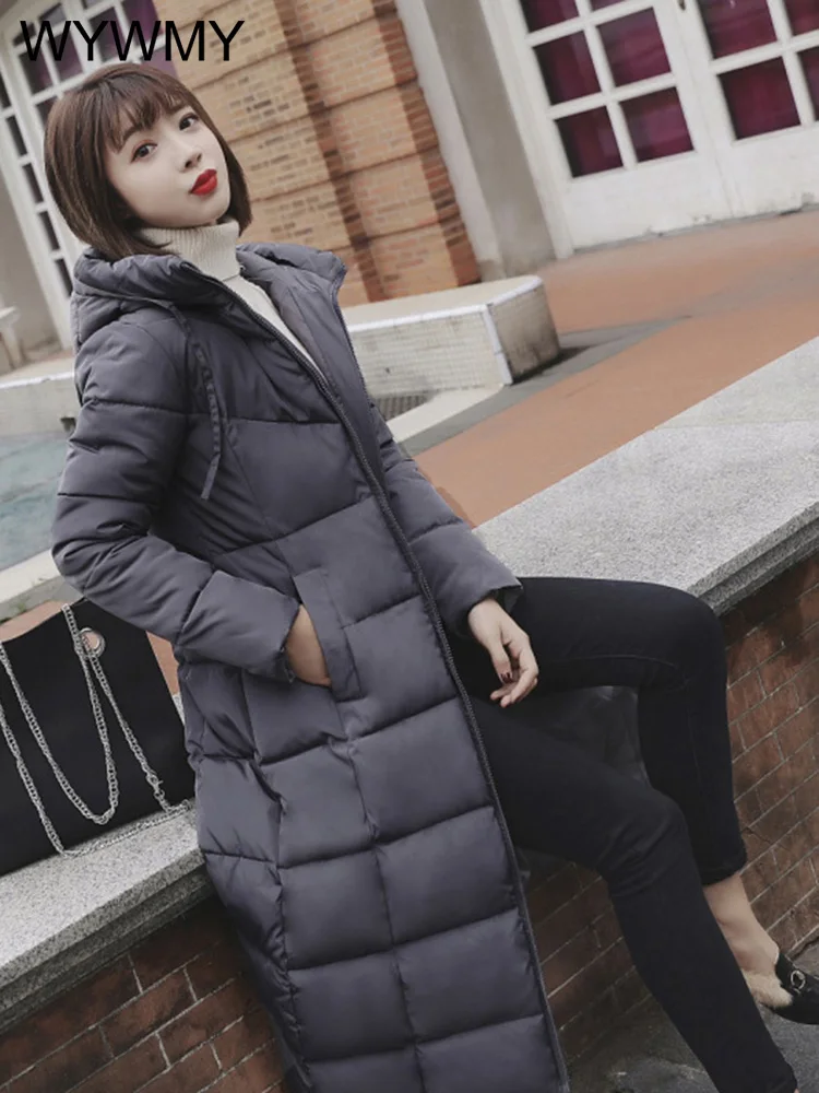 WYWMY Winter Jacket Women Hooded Stand Collar Cotton Padded Coat Winter Women Long Parka Warm Thicken Jackets for Women 2022 New